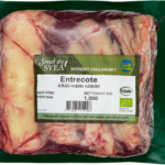 Ekologisk Entrecôte i grön bitpack med mönstrad etikett