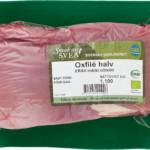 Ekologisk halv oxfilé i grön förpackning med mönstrad etikett