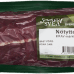 Ekologisk Nötytterfilé i grön förpackning med mönstrad etikett